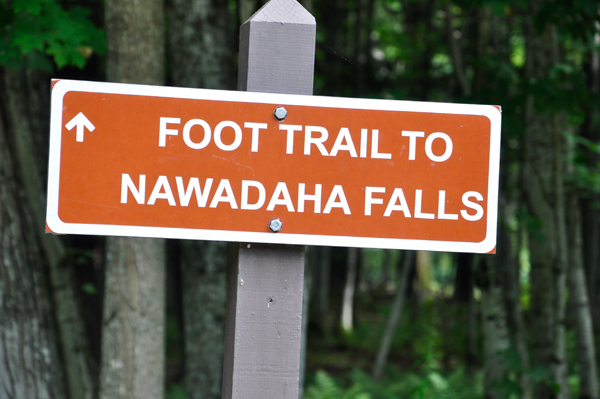 sign: foot trail to Nawadaha Falls